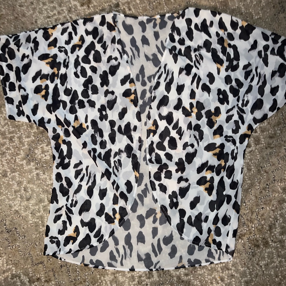 Shear leopard print kimono.